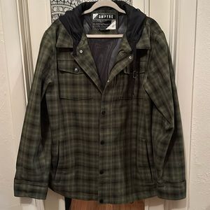 Green Plaid Waterproof Winter Coat
